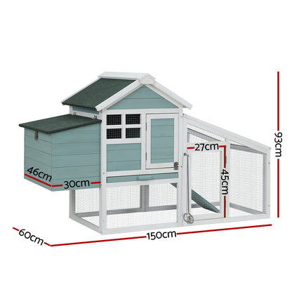 Pet Chicken Coop Rabbit Hutch 150cm x 60cm x 93cm Large Chicken Coop House Run Cage Woodeni.