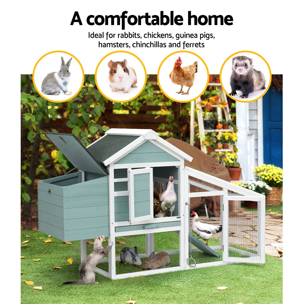 Pet Chicken Coop Rabbit Hutch 150cm x 60cm x 93cm Large Chicken Coop House Run Cage Woodeni.