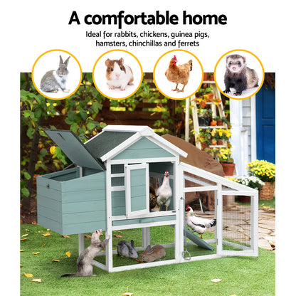 Pet Chicken Coop Rabbit Hutch 150cm x 60cm x 93cm Large Chicken Coop House Run Cage Woodeni.