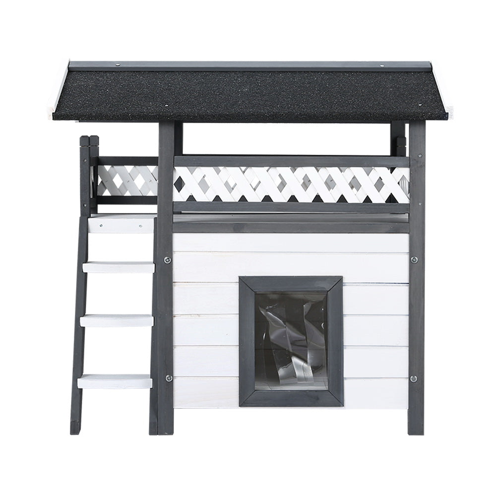 i.Pet Outdoor Cat House Shelter 77cm x 50cm x 73cm Rabbit Hutch Wooden Condo Small Outdoor Cat House