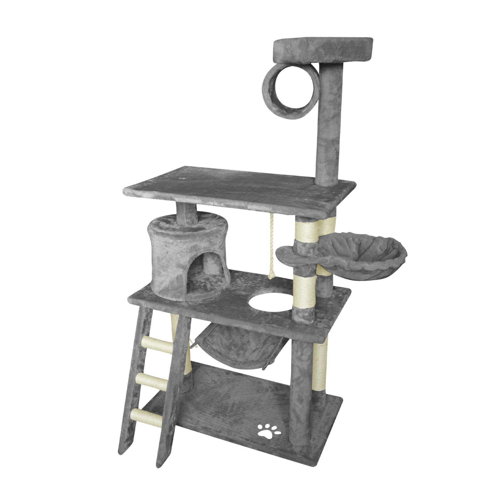 Grey Cat Tree Tower Condo Scratching Post Bed Stand 1.4M