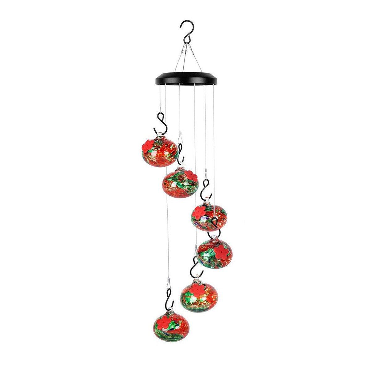 Hanging Hummingbird Feeder Outdoor Garden Nectar Dispenser Attracting Birds - Red Blue