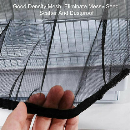 M Size Shell Skirt Mesh Cover Pet Bird Cage Guard Nylon Net Seed Catcher - White