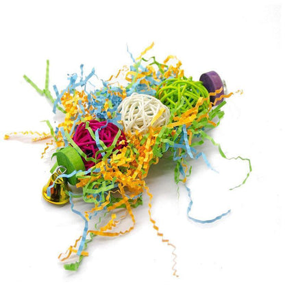 3PCS Bird Parrot Shredding Toys Chewing Foraging Hanging Cage Shredder Bell Toys