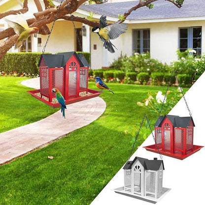 Charming House-Shaped Hanging Bird Feeder - Durable Metal Design for Wild Birds(purple)