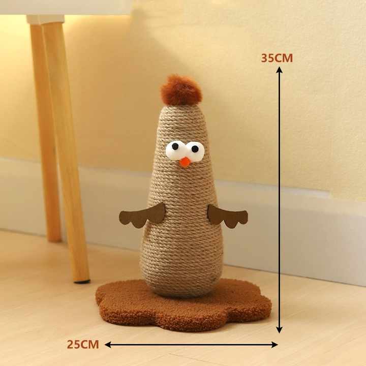 Pink Adorable Chick Cat Scratching Post - Durable Sisal Rope Scratcher Toy for Cats & Kittens
