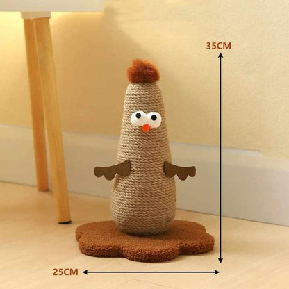 Pink Adorable Chick Cat Scratching Post - Durable Sisal Rope Scratcher Toy for Cats & Kittens